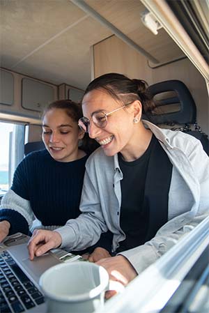 Couple driving an rv