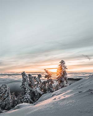 Snowy mountain view