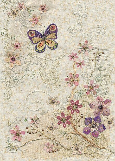 Floral wallpaper with butterflies