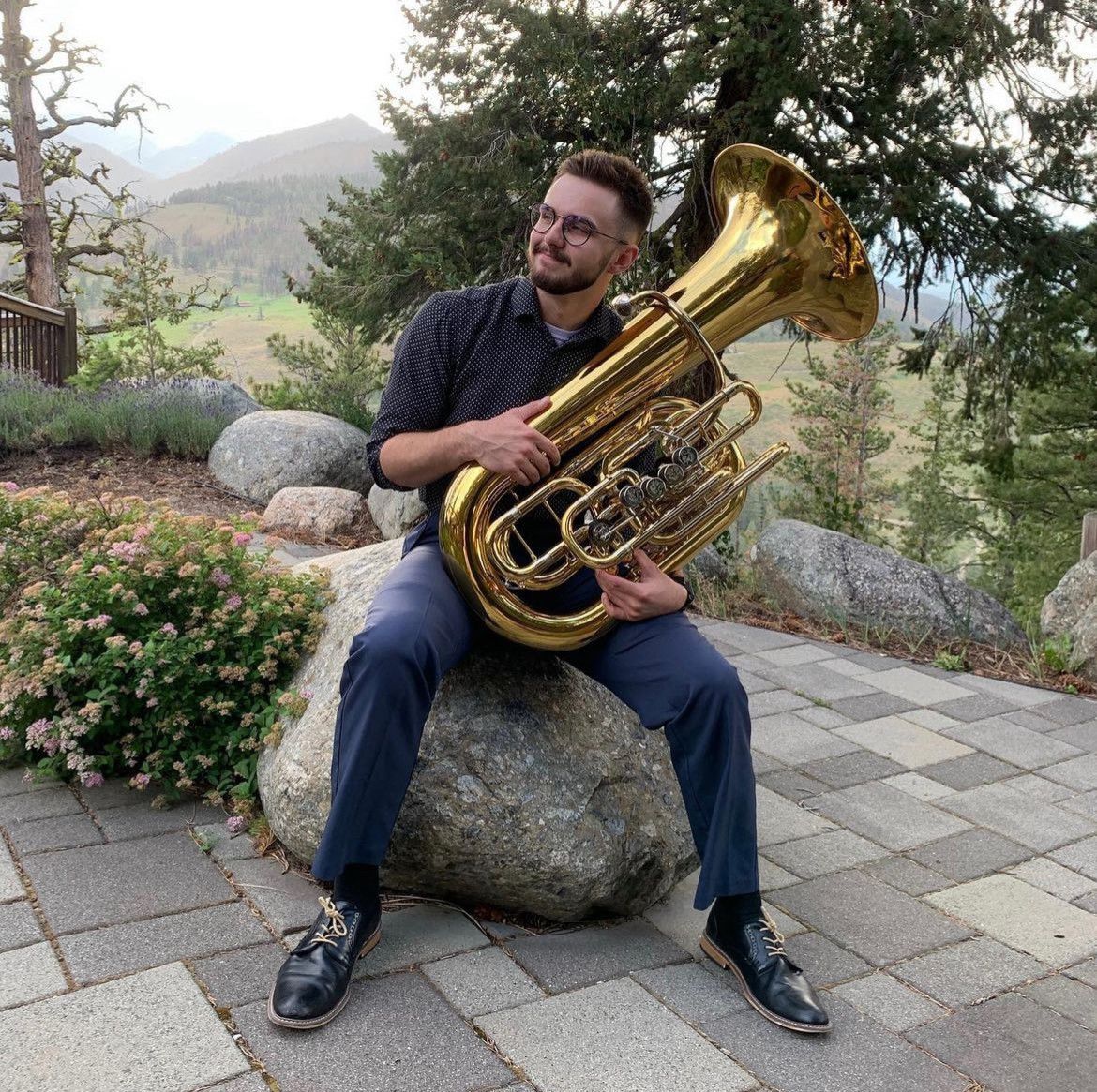 Jordan George playing tuba