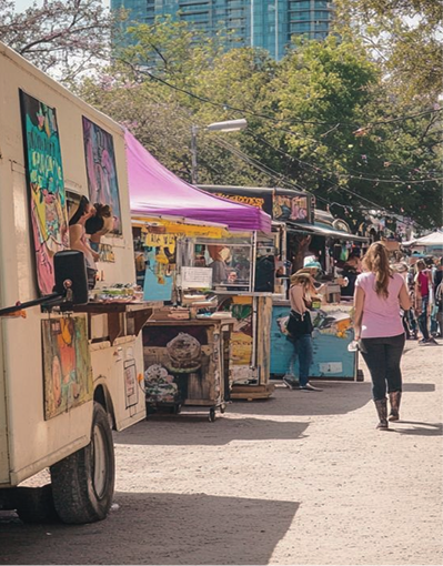 Food truck vendors at an outdoor festival