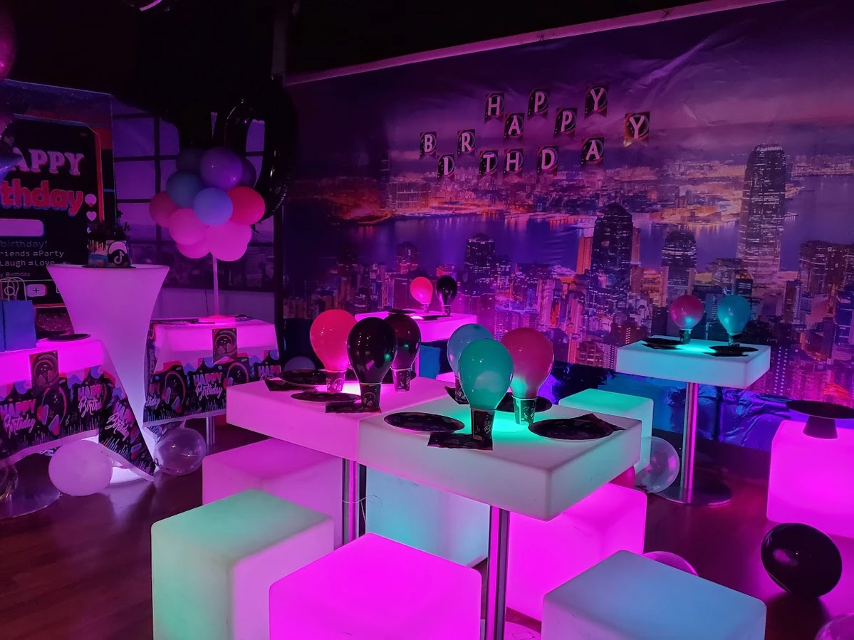 Birthday party neon city