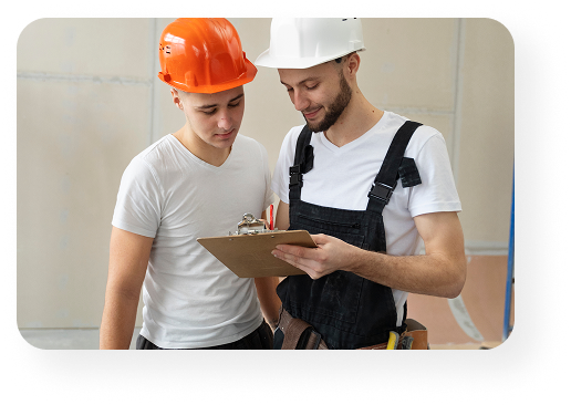 two employees chatting