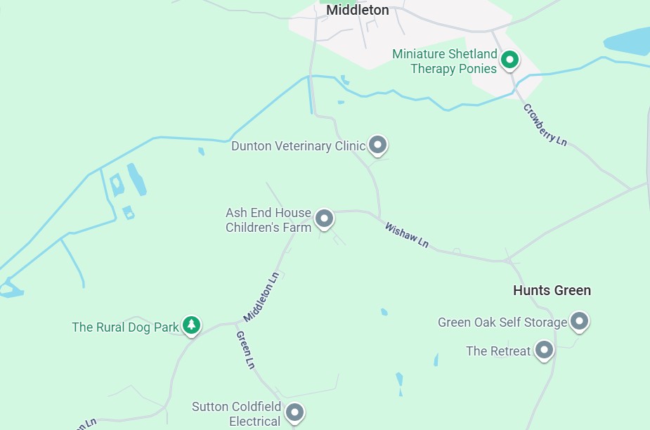 Map showing location of Ash End House Children's Farm