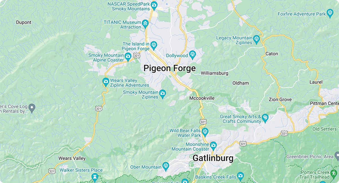 Map of Pigeon Forge