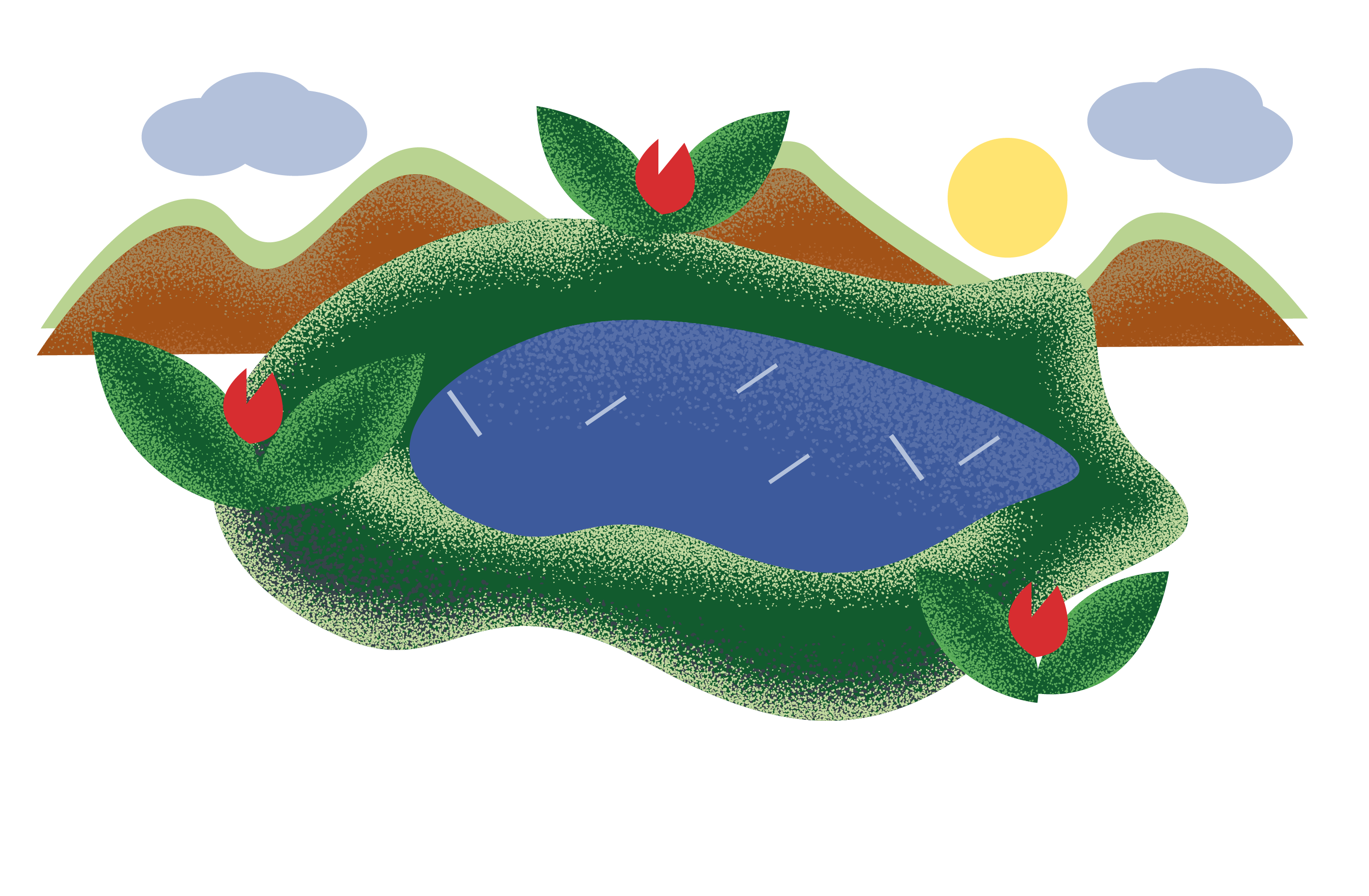 Illustration of land and waters