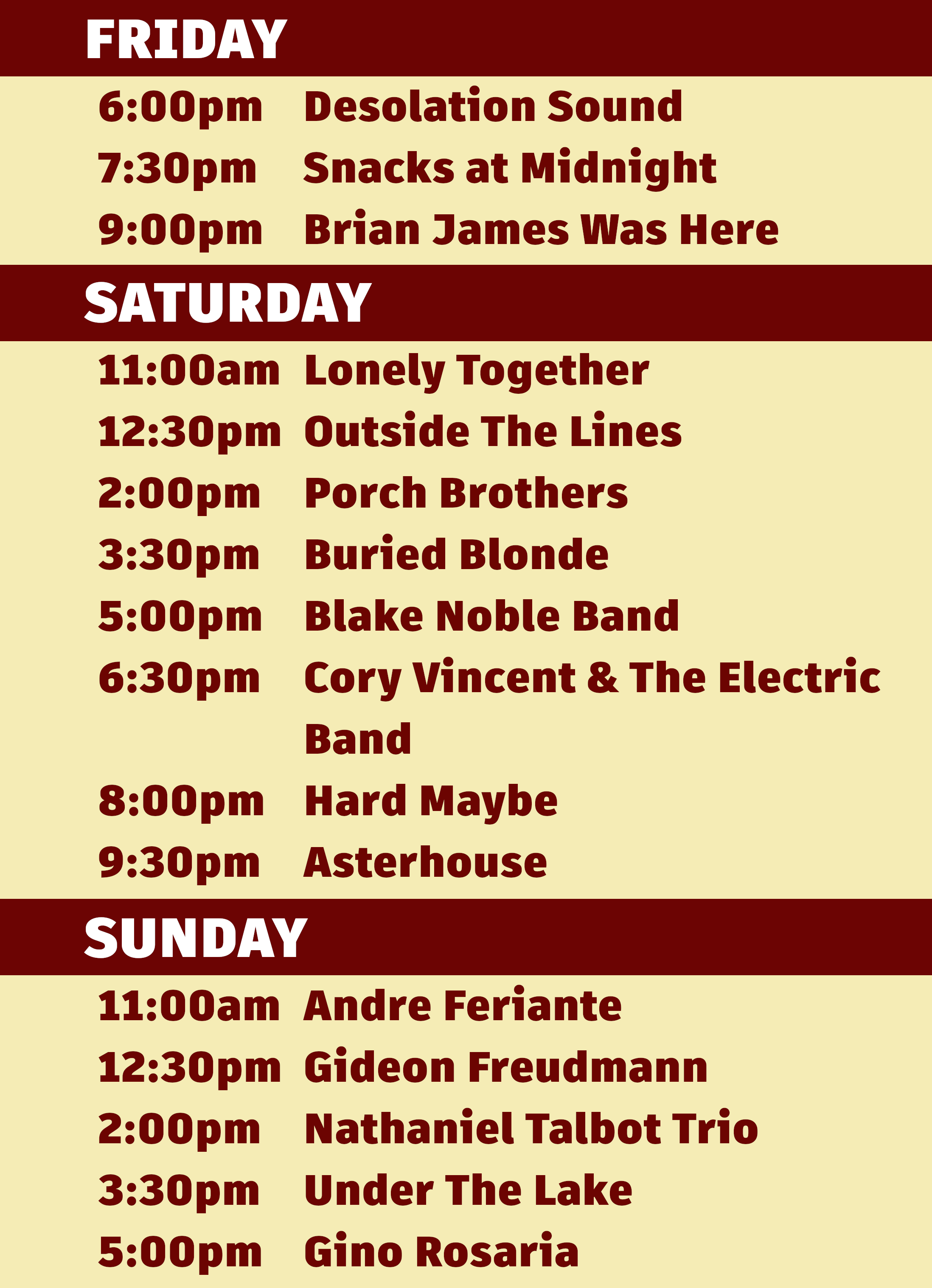 People's Bank Stage Line-up Expanded