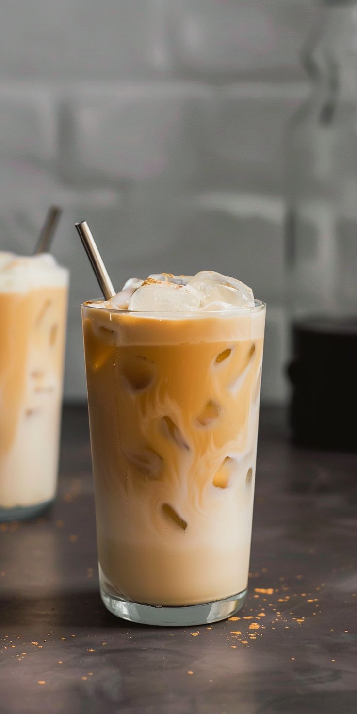 lass of iced coffee with whipped cream