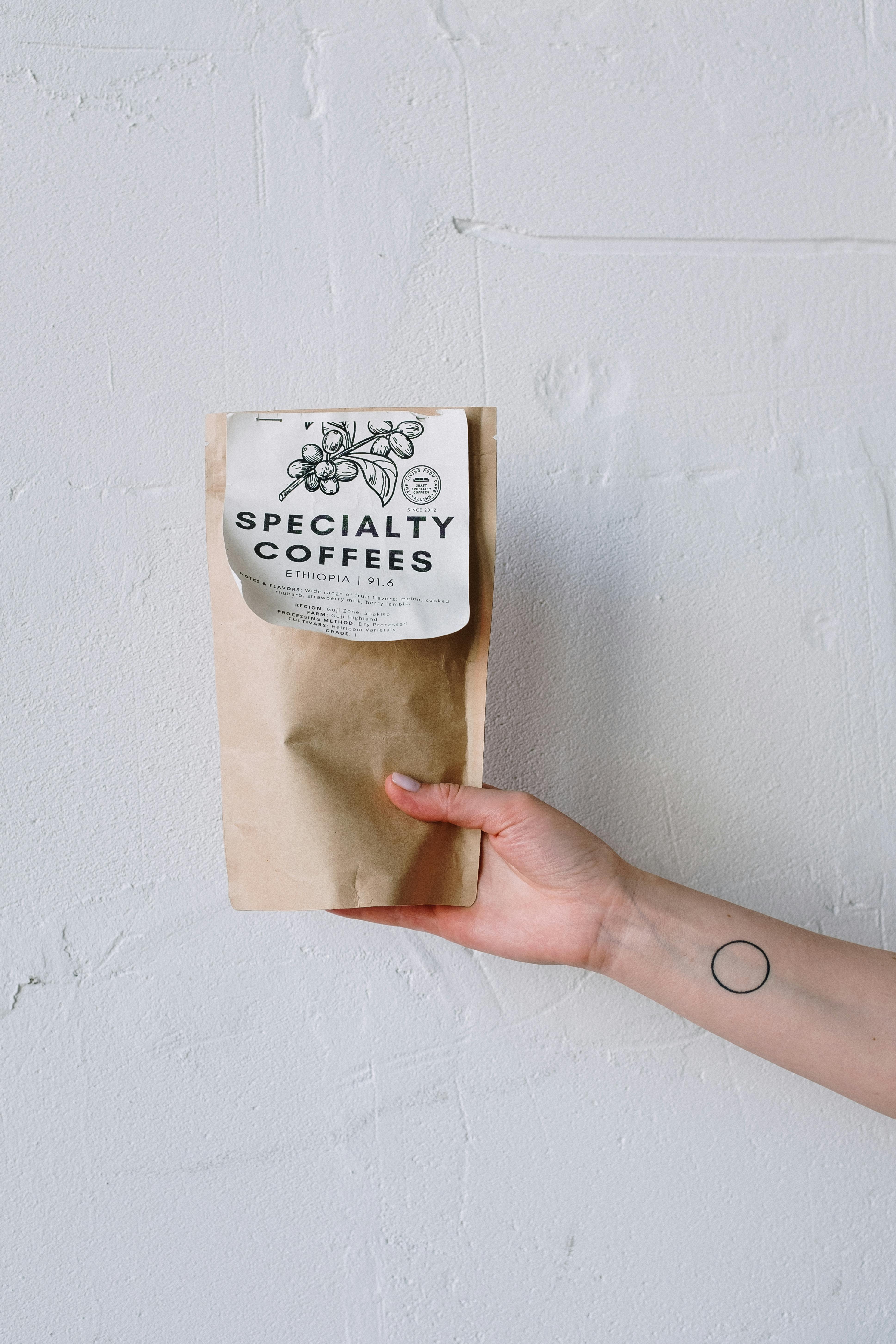 black ground coffee back labeled alpah brews