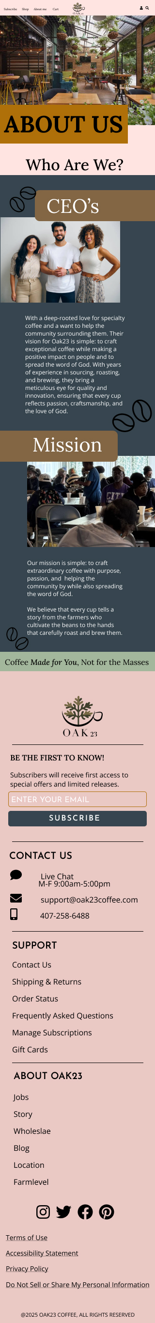 Oak23 Mobile About Page