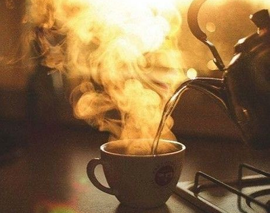 Coffee steaming cup