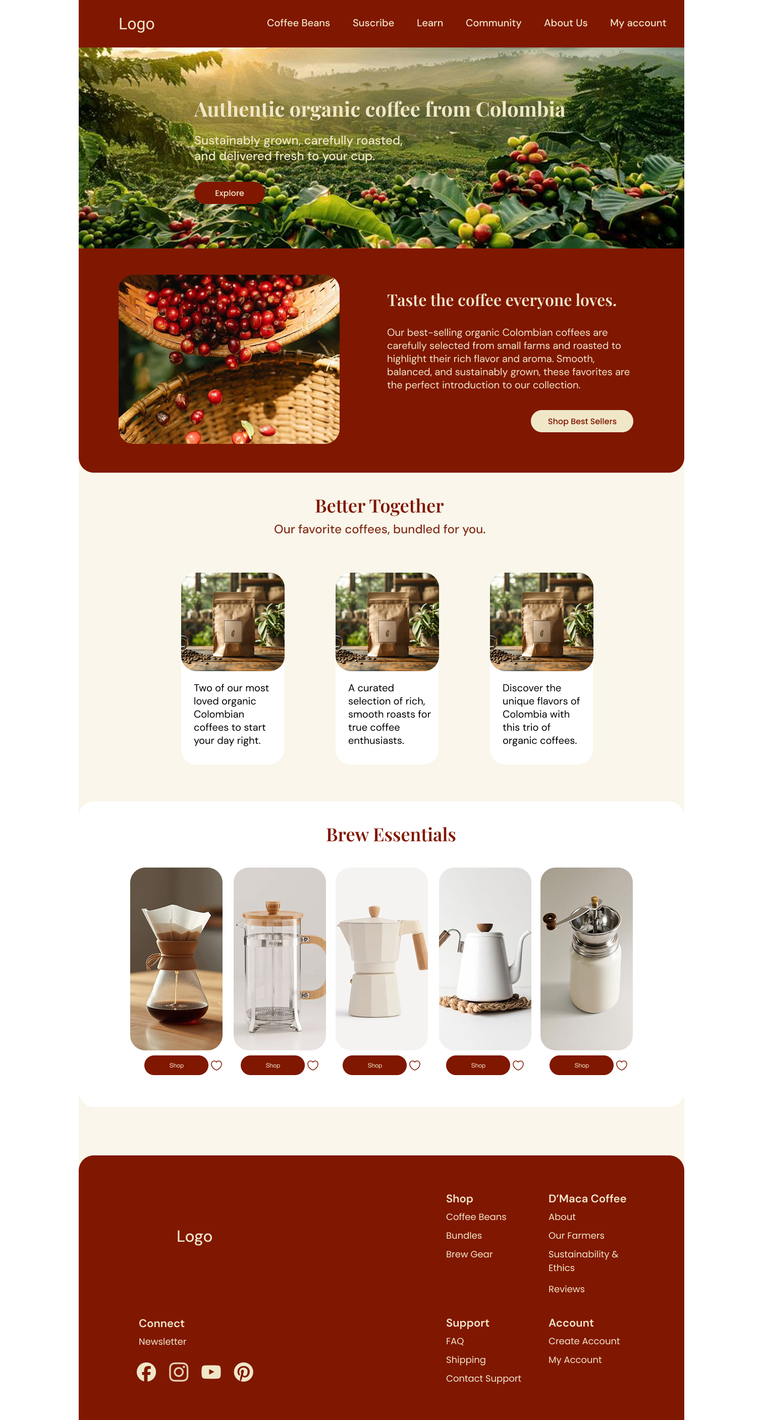 D'Maca Coffee Homepage Design