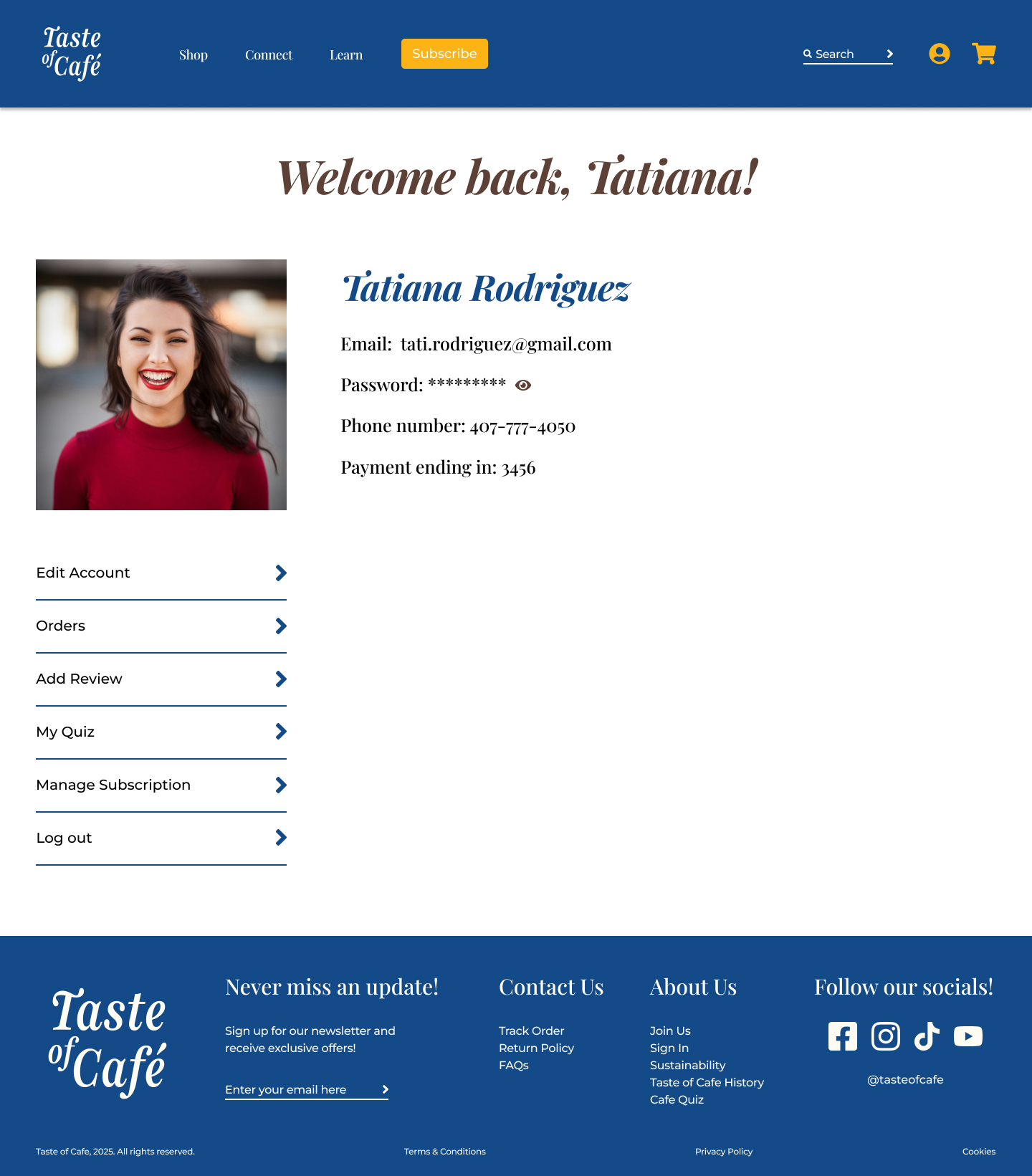 Desktop Account Page
