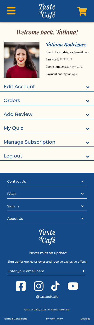 Mobile Account Page