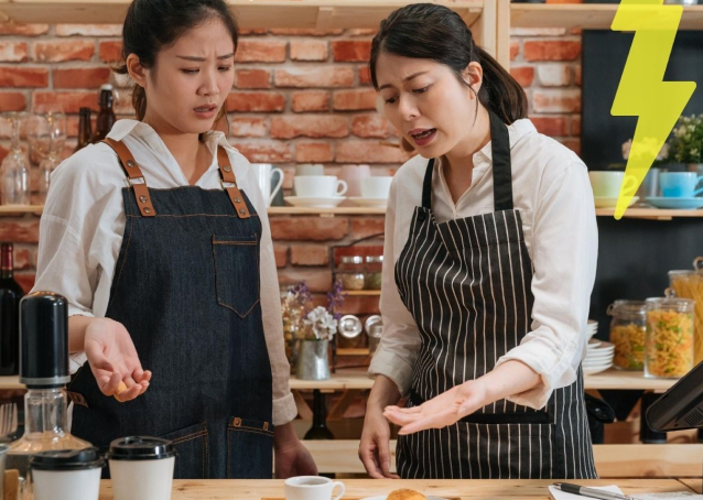 Ladies arguing in a cafe